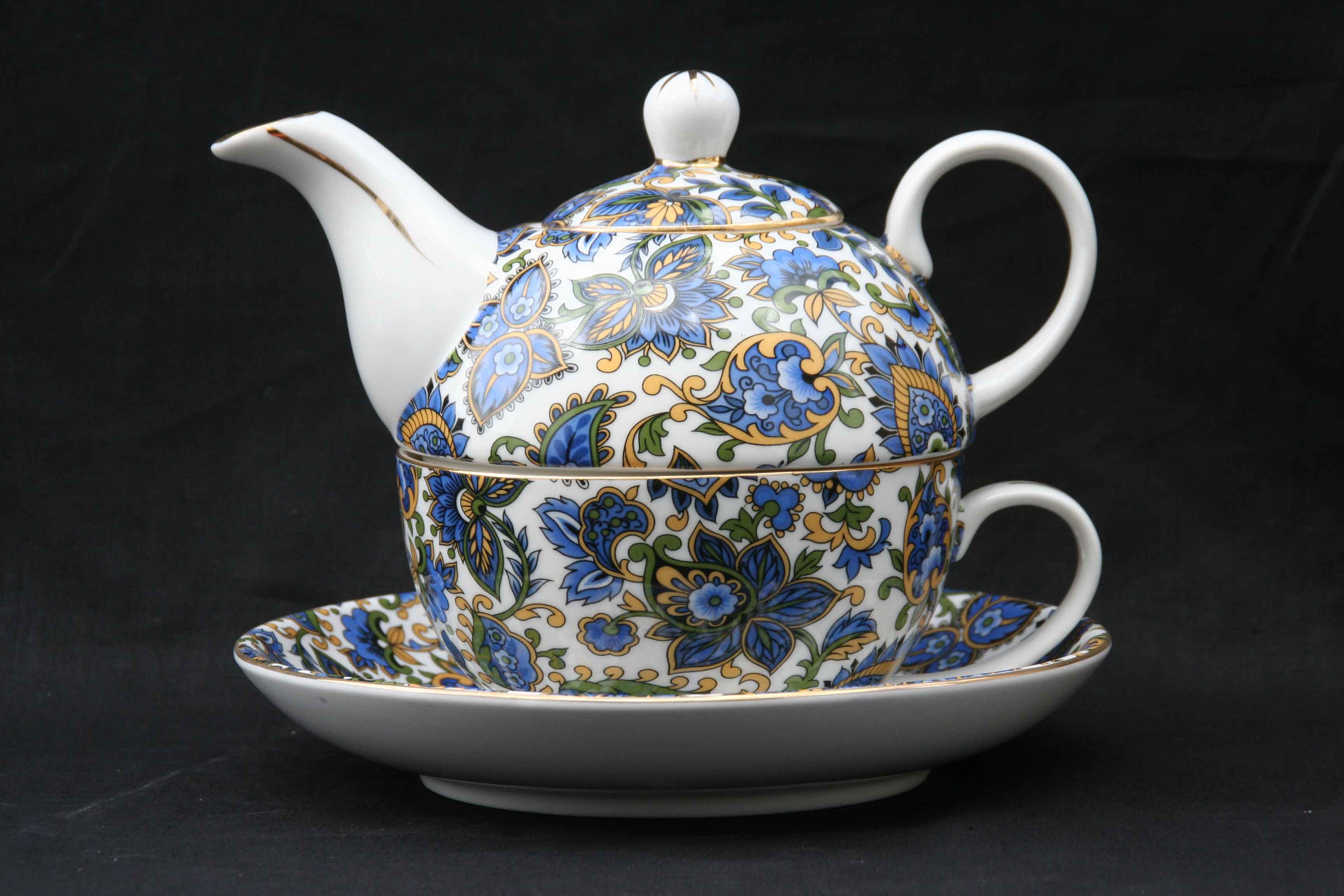 Paisley Blue tea for one set